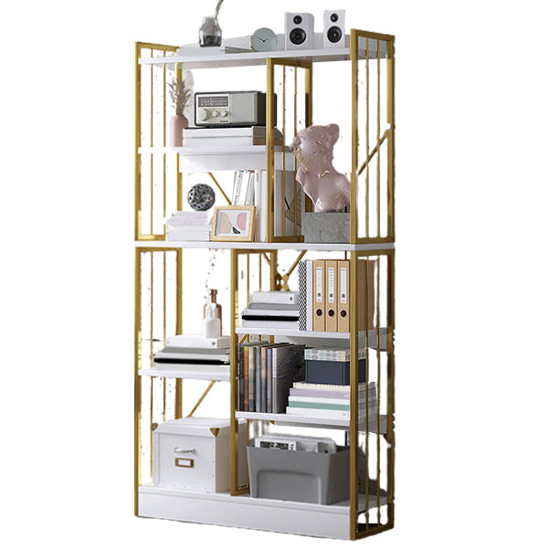 Modern Metal Book Shelf Home Open Back Bookcase with Shelves 31.5"L x 9.4"W x 59.1"H Gold Clearhalo 'Bookcases' 'furn' 'furn_bookcases' 'Furniture' 'Office Furniture' 5759789
