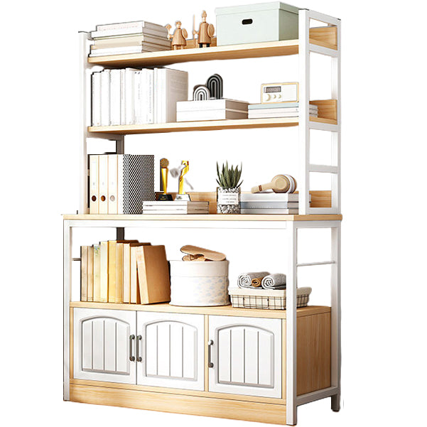 Modern Metal Book Shelf Home Open Back Bookcase with Shelves 47"L x 13"W x 62"H Natural Clearhalo 'Bookcases' 'furn' 'furn_bookcases' 'Furniture' 'Office Furniture' 5759793