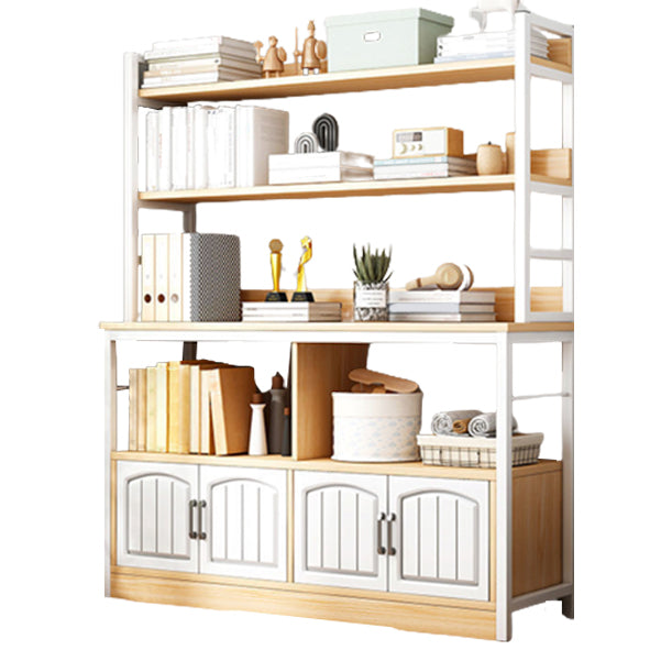 Modern Metal Book Shelf Home Open Back Bookcase with Shelves 55.1"L x 12.6"W x 62.2"H Natural Clearhalo 'Bookcases' 'furn' 'furn_bookcases' 'Furniture' 'Office Furniture' 5759794