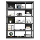 Modern Metal Book Shelf Home Open Back Bookcase with Shelves 39.4"L x 11.8"W x 70.1"H Black Clearhalo 'Bookcases' 'furn' 'furn_bookcases' 'Furniture' 'Office Furniture' 5759797
