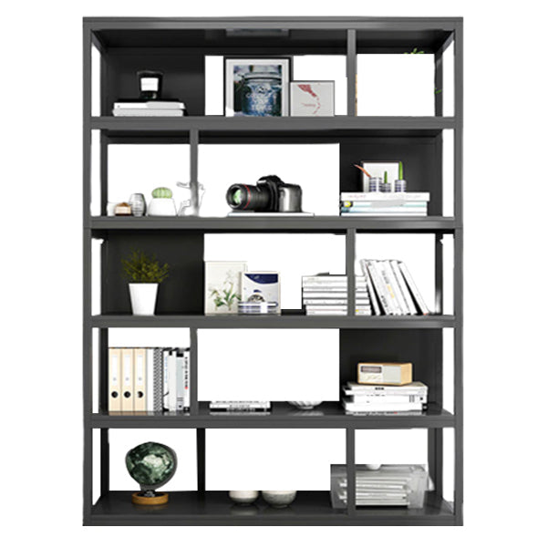 Modern Metal Book Shelf Home Open Back Bookcase with Shelves 39.4"L x 11.8"W x 70.1"H Black Clearhalo 'Bookcases' 'furn' 'furn_bookcases' 'Furniture' 'Office Furniture' 5759797