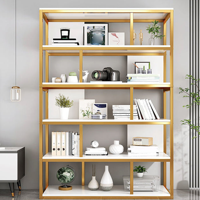 Modern Metal Book Shelf Home Open Back Bookcase with Shelves 47.2"L x 11.8"W x 70.1"H Gold Clearhalo 'Bookcases' 'furn' 'furn_bookcases' 'Furniture' 'Office Furniture' 5759798