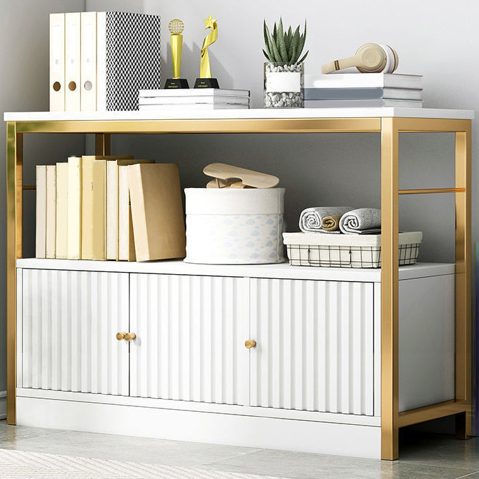 Modern Metal Book Shelf Home Open Back Bookcase with Shelves 47"L x 13"W x 31"H White Clearhalo 'Bookcases' 'furn' 'furn_bookcases' 'Furniture' 'Office Furniture' 5759799