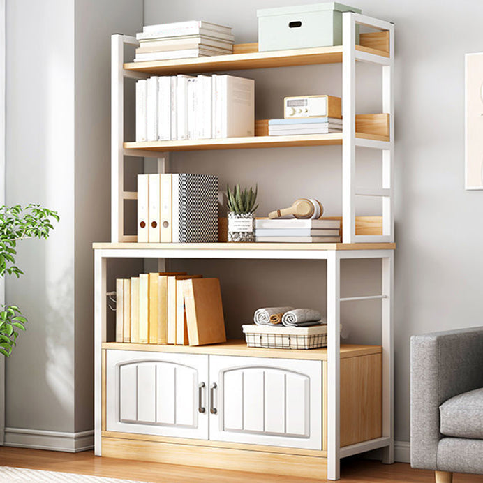 Modern Metal Book Shelf Home Open Back Bookcase with Shelves 39.4"L x 12.6"W x 62.2"H Natural Clearhalo 'Bookcases' 'furn' 'furn_bookcases' 'Furniture' 'Office Furniture' 5759800