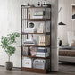 Modern Metal Book Shelf Home Open Back Bookcase with Shelves 23.6"L x 9.4"W x 59.1"H Black Clearhalo 'Bookcases' 'furn' 'furn_bookcases' 'Furniture' 'Office Furniture' 5759801