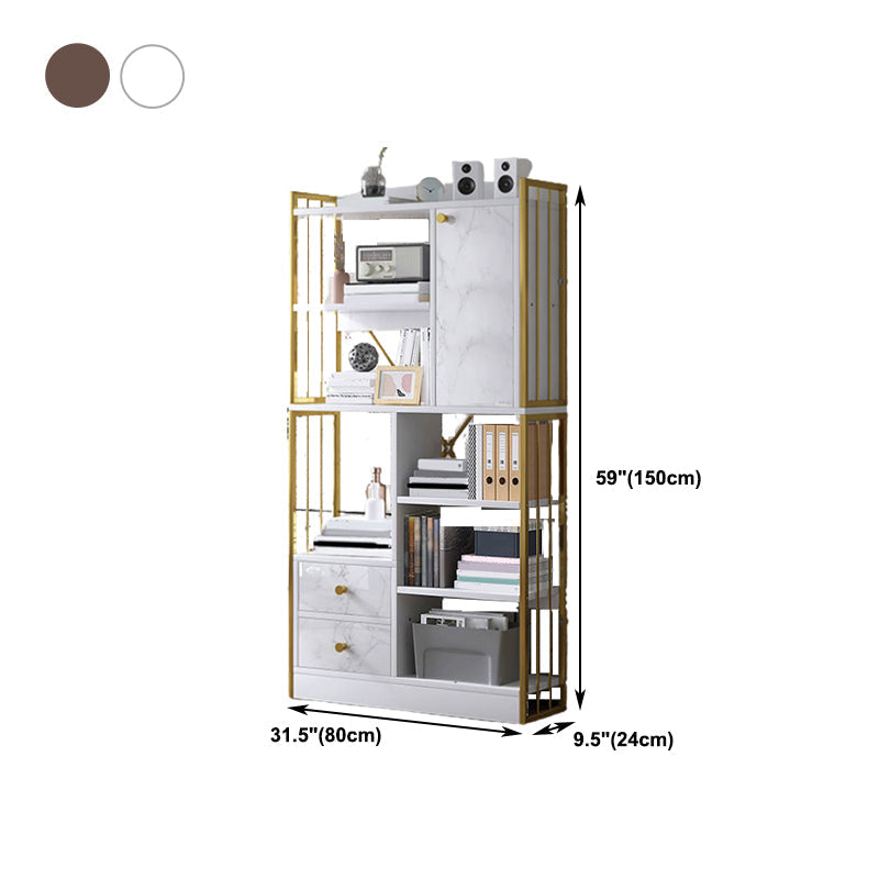 Modern Metal Book Shelf Home Open Back Bookcase with Shelves Clearhalo 'Bookcases' 'furn' 'furn_bookcases' 'Furniture' 'Office Furniture' 5759821