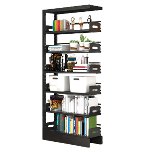 Urban Open Back Shelf Bookcase Standard Steel Bookshelf for Study Room Matte Black Clearhalo 'Bookcases' 'furn' 'furn_bookcases' 'Furniture' 'Office Furniture' 5759847