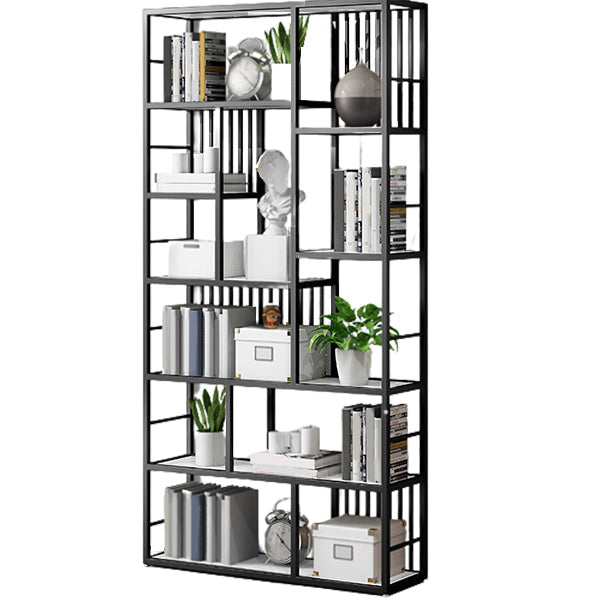 Contemporary 70.87" H Metal Shelf Open Bookcase for Living Room Black Clearhalo 'Bookcases' 'furn' 'furn_bookcases' 'Furniture' 'Office Furniture' 5759884