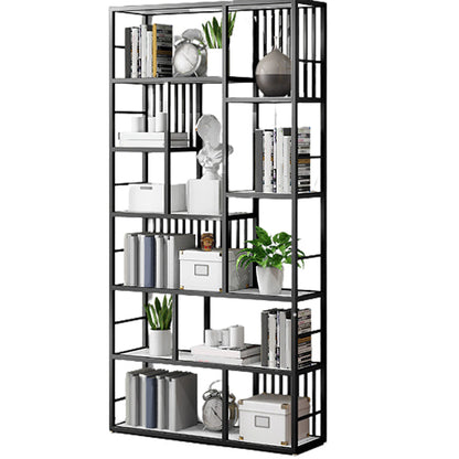 Contemporary 70.87" H Metal Shelf Open Bookcase for Living Room Black Clearhalo 'Bookcases' 'furn' 'furn_bookcases' 'Furniture' 'Office Furniture' 5759884