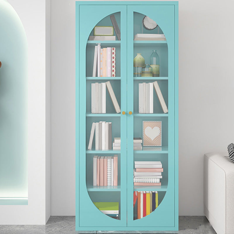Modern Metal Bookcase Standard Shelves Included Bookshelf with Glass Doors