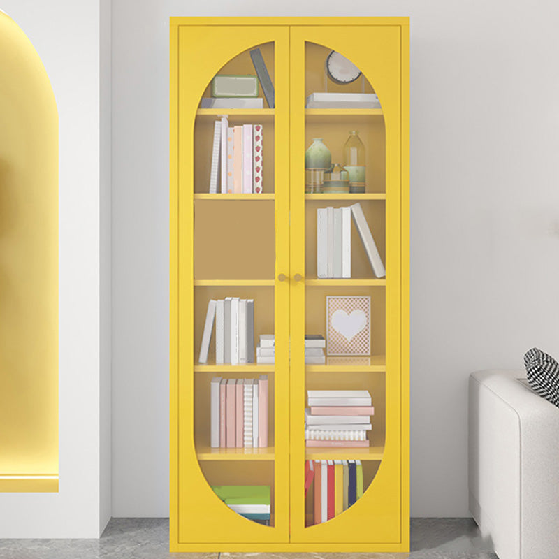 Modern Metal Bookcase Standard Shelves Included Bookshelf with Glass Doors