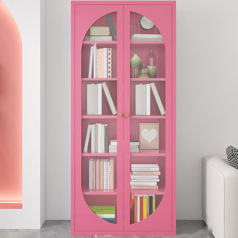 Modern Metal Bookcase Standard Shelves Included Bookshelf with Glass Doors