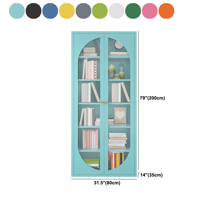 Modern Metal Bookcase Standard Shelves Included Bookshelf with Glass Doors