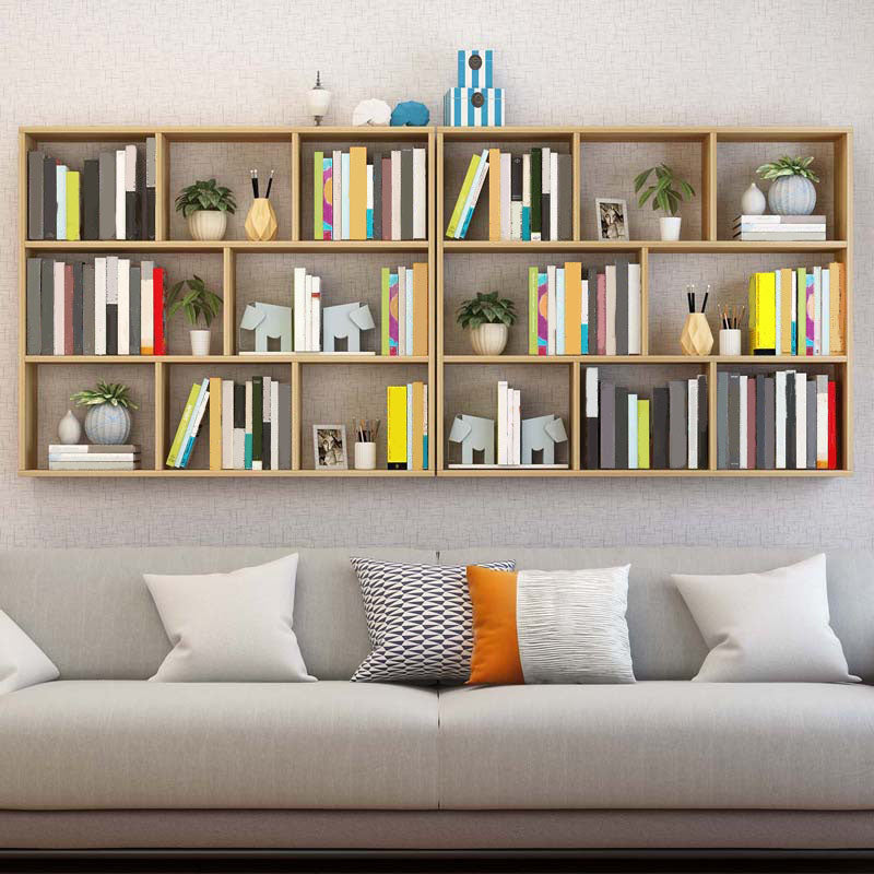 6"/8" W Modern Wooden Bookcase Wall-mounted Bookshelf with Shelves