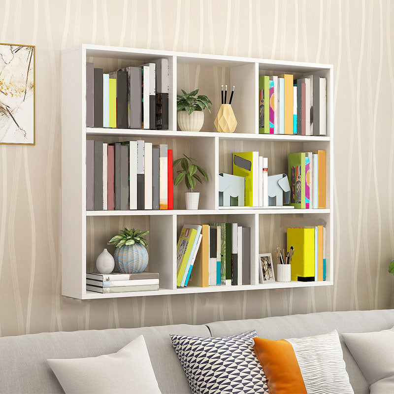 6"/8" W Modern Wooden Bookcase Wall-mounted Bookshelf with Shelves