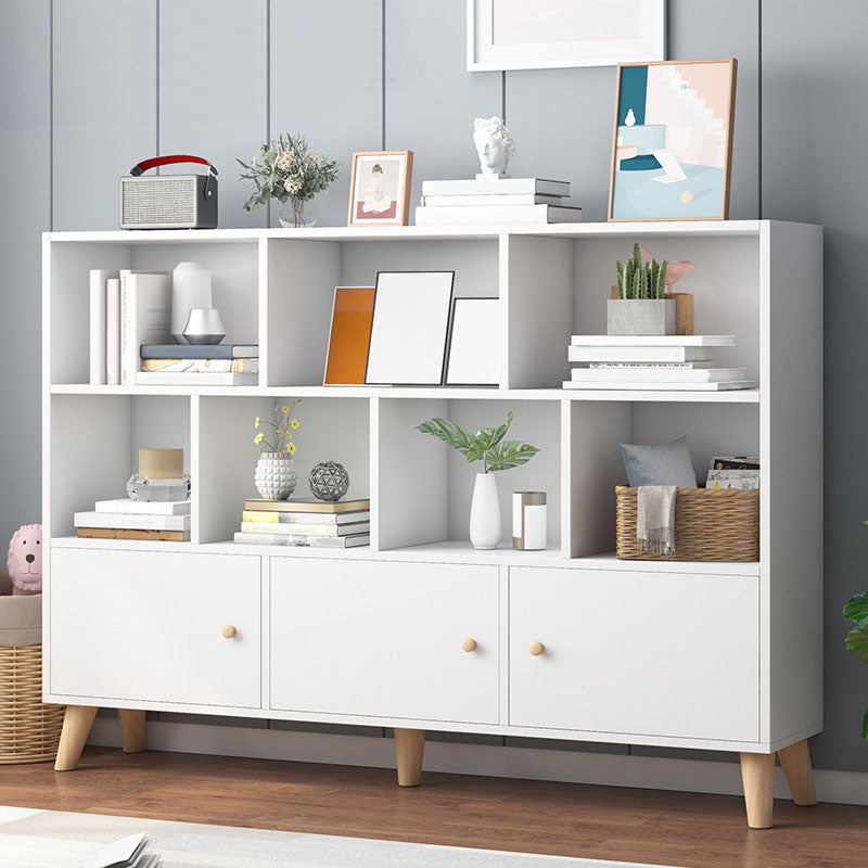 9.5" W Closed Storage Bookcase Wooden Bookshelf with Shelves and Doors