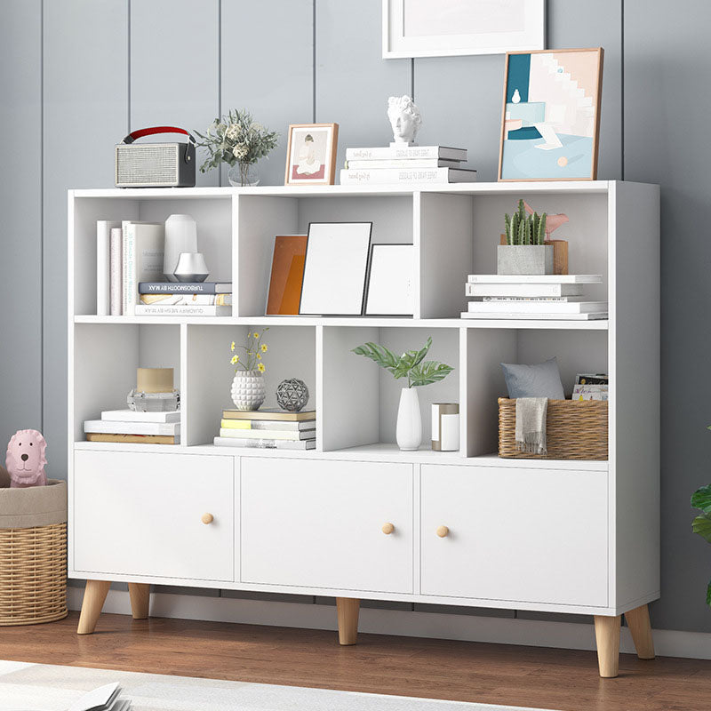 9.5" W Closed Storage Bookcase Wooden Bookshelf with Shelves and Doors