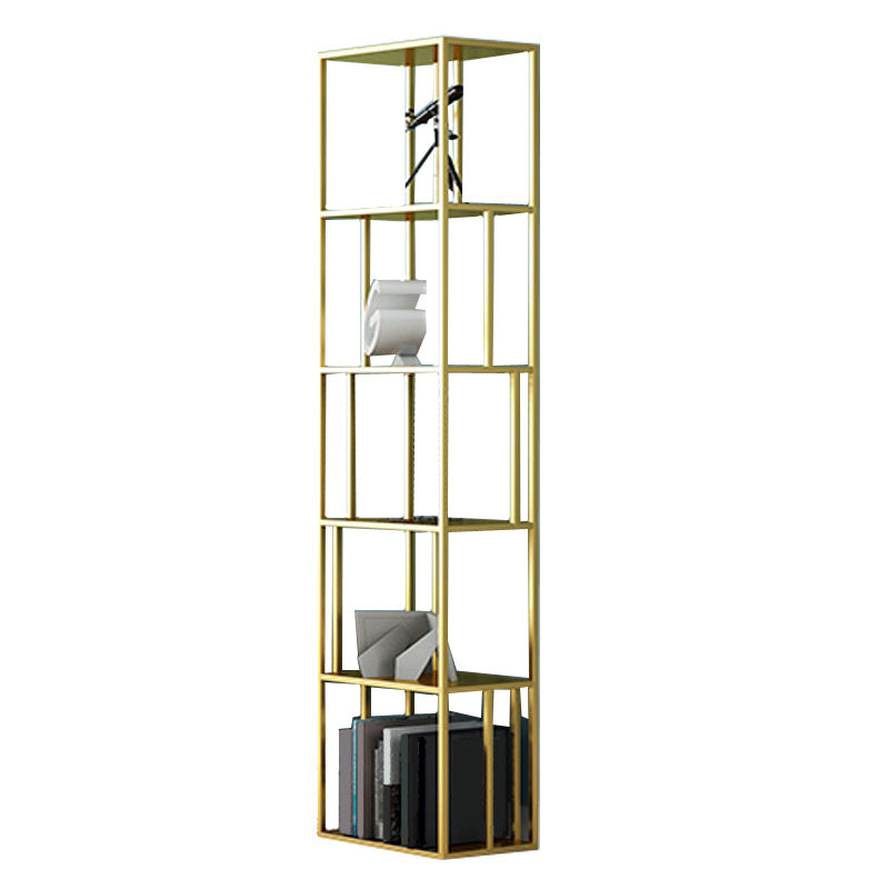 Libreria in metallo da 12 "W Open Storage Bookcase con ripiani in nero e oro