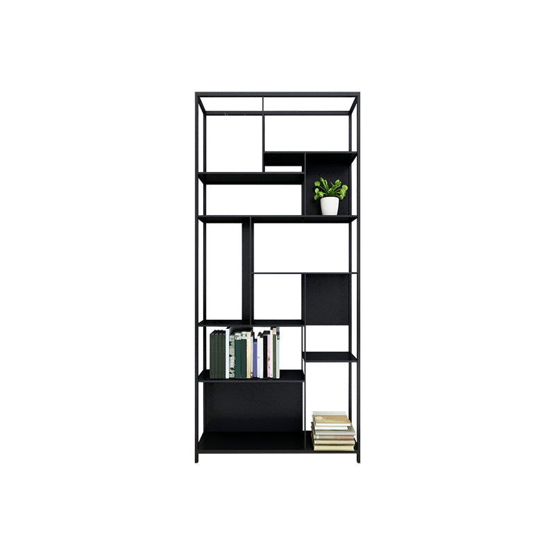 10" W Open Storage Bookcase Black / Gold / White Metal Bookshelf with Shelves