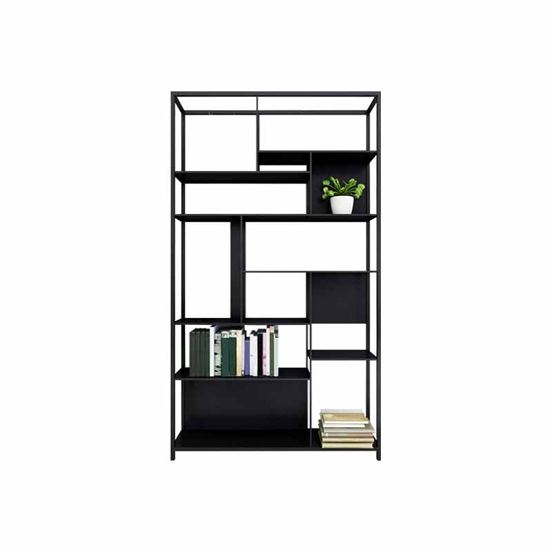 10" W Open Storage Bookcase Black / Gold / White Metal Bookshelf with Shelves