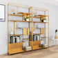 10" W Open Storage Bookcase Black / Gold / White Metal Bookshelf with Shelves