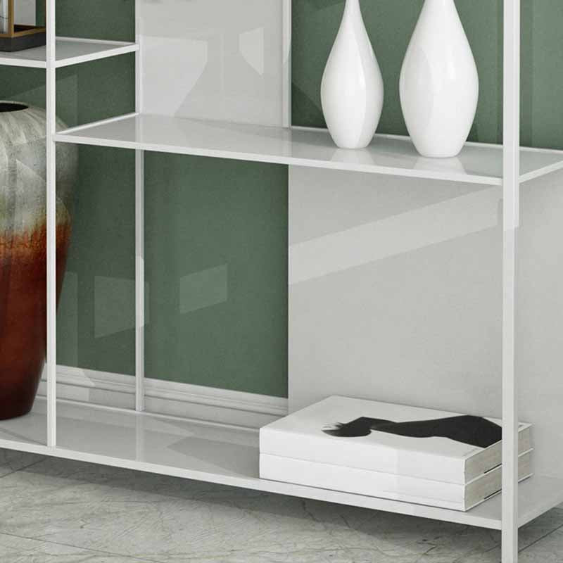 10" W Open Storage Bookcase Black / Gold / White Metal Bookshelf with Shelves