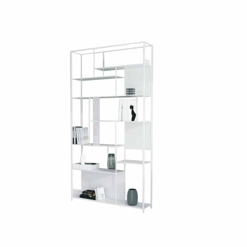 10" W Open Storage Bookcase Black / Gold / White Metal Bookshelf with Shelves