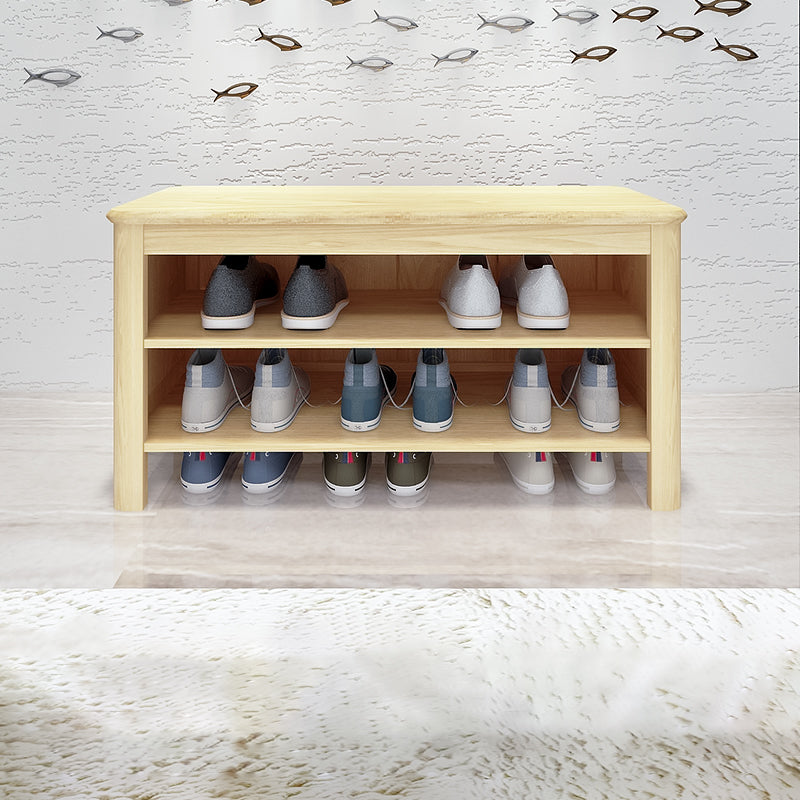 13.8" Wide Modern Entryway Bench Solid Wood Entryway Bench Seating Bench 31.5"L x 13.8"W x 16.5"H Natural Clearhalo 'Benches' 'Chairs & Seating' 'furn' 'furn_benches' 'Furniture' 'Living Room Furniture' 5760844