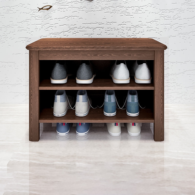 13.8" Wide Modern Entryway Bench Solid Wood Entryway Bench Seating Bench 23.6"L x 13.8"W x 16.5"H Nut-Brown Clearhalo 'Benches' 'Chairs & Seating' 'furn' 'furn_benches' 'Furniture' 'Living Room Furniture' 5760849