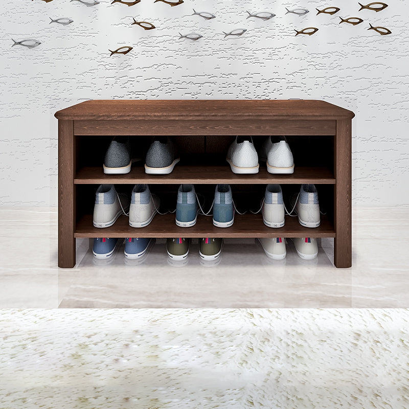 13.8" Wide Modern Entryway Bench Solid Wood Entryway Bench Seating Bench 31.5"L x 13.8"W x 16.5"H Nut-Brown Clearhalo 'Benches' 'Chairs & Seating' 'furn' 'furn_benches' 'Furniture' 'Living Room Furniture' 5760853