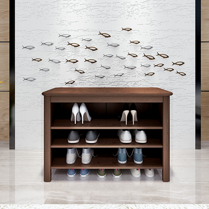 13.8" Wide Modern Entryway Bench Solid Wood Entryway Bench Seating Bench 31.5"L x 13.8"W x 20.5"H Nut-Brown Clearhalo 'Benches' 'Chairs & Seating' 'furn' 'furn_benches' 'Furniture' 'Living Room Furniture' 5760856