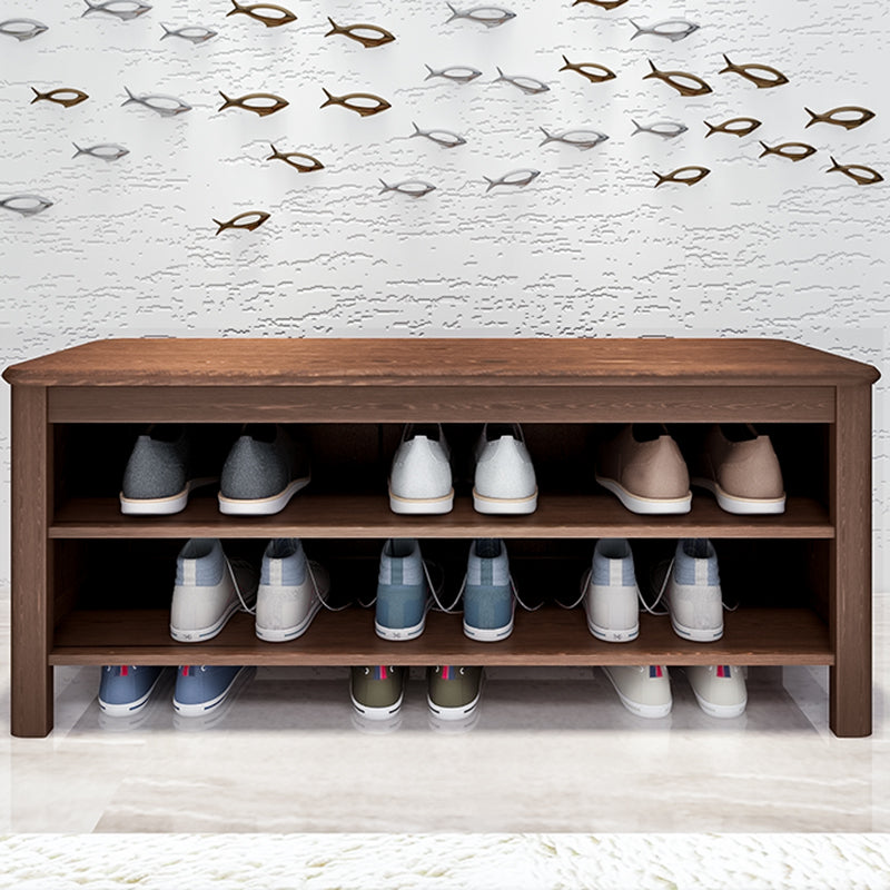 13.8" Wide Modern Entryway Bench Solid Wood Entryway Bench Seating Bench 39.4"L x 13.8"W x 16.5"H Nut-Brown Clearhalo 'Benches' 'Chairs & Seating' 'furn' 'furn_benches' 'Furniture' 'Living Room Furniture' 5760858