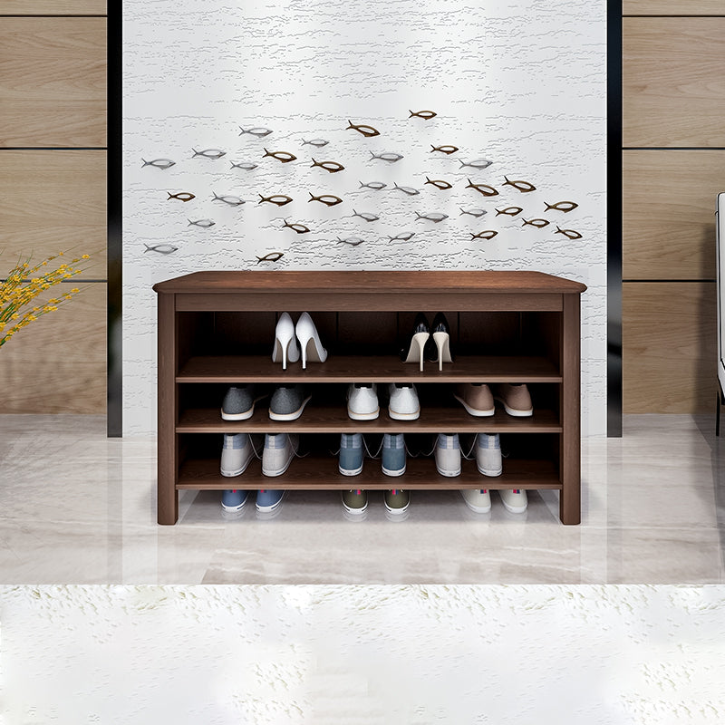 13.8" Wide Modern Entryway Bench Solid Wood Entryway Bench Seating Bench 39.4"L x 13.8"W x 20.5"H Nut-Brown Clearhalo 'Benches' 'Chairs & Seating' 'furn' 'furn_benches' 'Furniture' 'Living Room Furniture' 5760859