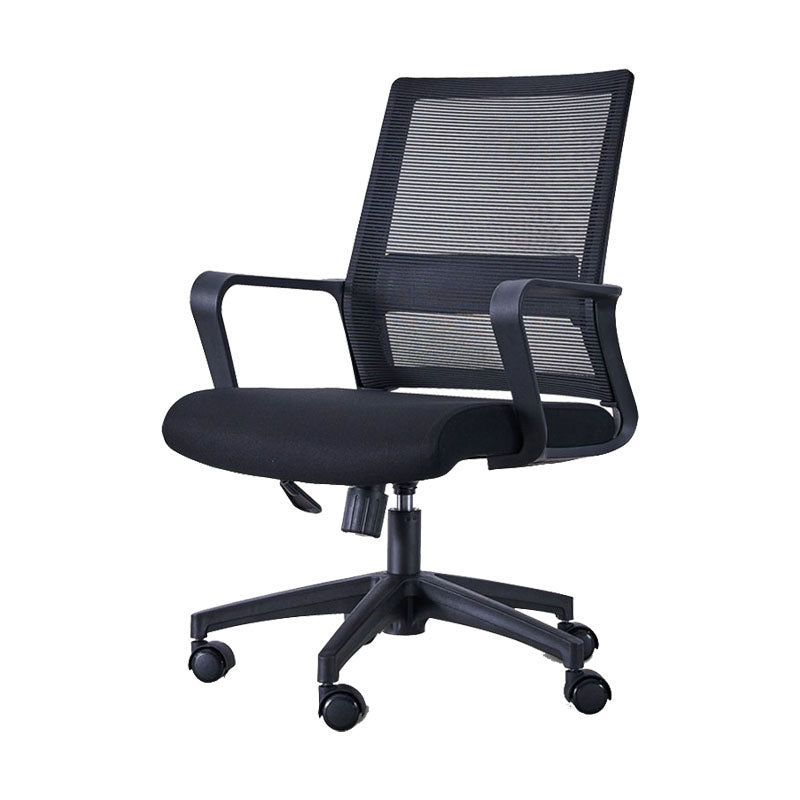 Swivel Fixed Arms Chair Breathable AirGrid Seat and Back Office Chair Black 1 Piece Clearhalo 'furn' 'furn_office_chair' 'Furniture' 'Office Chairs' 'Office Furniture' 'office_chair' 5760928