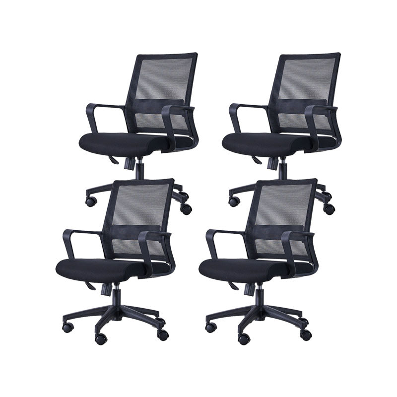 Swivel Fixed Arms Chair Breathable AirGrid Seat and Back Office Chair Black 4 Piece Set Clearhalo 'furn' 'furn_office_chair' 'Furniture' 'Office Chairs' 'Office Furniture' 'office_chair' 5760931