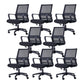 Swivel Fixed Arms Chair Breathable AirGrid Seat and Back Office Chair Black 8 Piece Set Clearhalo 'furn' 'furn_office_chair' 'Furniture' 'Office Chairs' 'Office Furniture' 'office_chair' 5760935