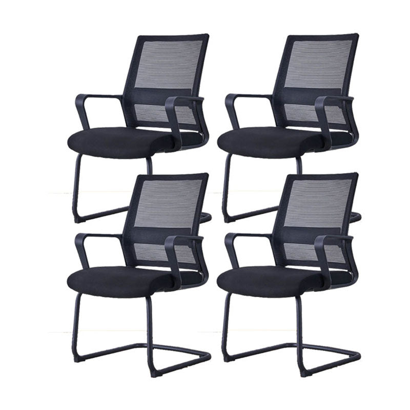 Swivel Fixed Arms Chair Breathable AirGrid Seat and Back Office Chair Matte Black 4 Piece Set Clearhalo 'furn' 'furn_office_chair' 'Furniture' 'Office Chairs' 'Office Furniture' 'office_chair' 5760942