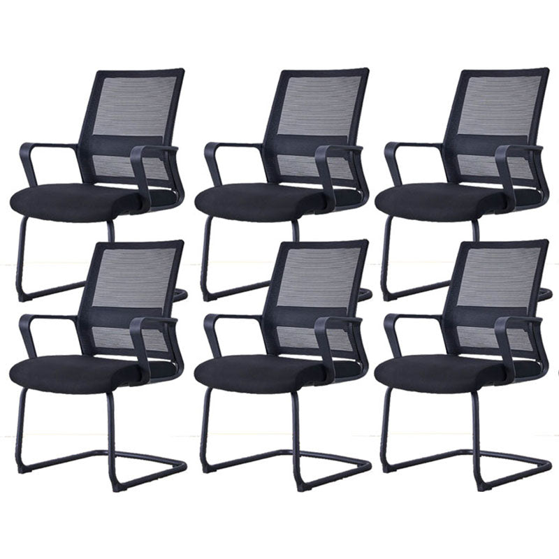 Swivel Fixed Arms Chair Breathable AirGrid Seat and Back Office Chair Matte Black 6 Piece Set Clearhalo 'furn' 'furn_office_chair' 'Furniture' 'Office Chairs' 'Office Furniture' 'office_chair' 5760943