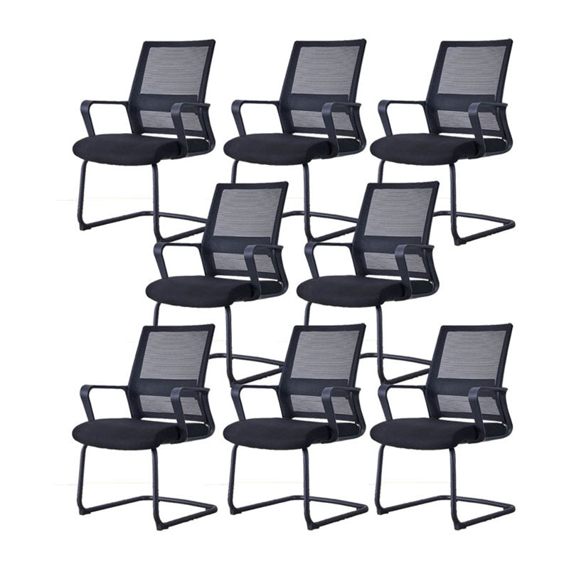 Swivel Fixed Arms Chair Breathable AirGrid Seat and Back Office Chair Matte Black 8 Piece Set Clearhalo 'furn' 'furn_office_chair' 'Furniture' 'Office Chairs' 'Office Furniture' 'office_chair' 5760946