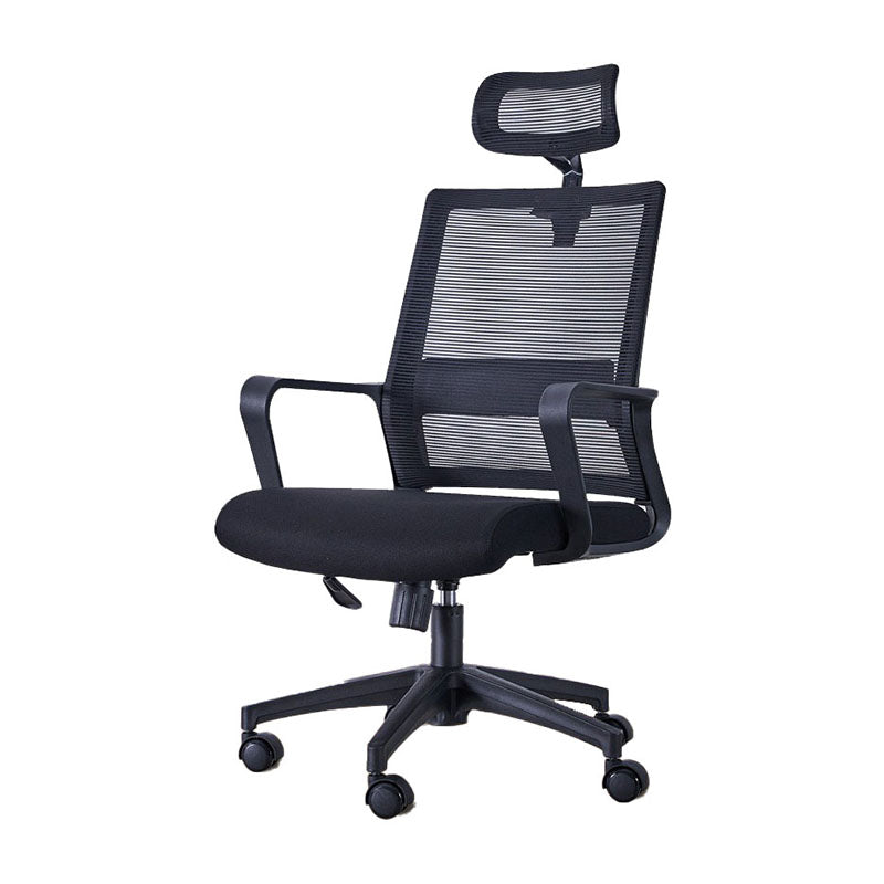 Swivel Fixed Arms Chair Breathable AirGrid Seat and Back Office Chair Textured Black 1 Piece Clearhalo 'furn' 'furn_office_chair' 'Furniture' 'Office Chairs' 'Office Furniture' 'office_chair' 5760947