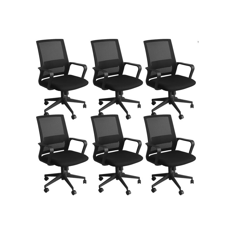 Modern No Distressing Office Chair Breathable AirGrid Fixed Arms Chair 6 Piece Set Casters Included Clearhalo 'furn' 'furn_office_chair' 'Furniture' 'Office Chairs' 'Office Furniture' 'office_chair' 5760996