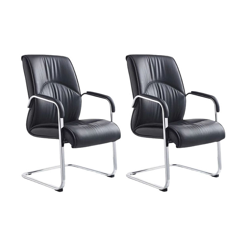Modern Leather Management Conference Chair No Wheels Conference Chair 2 Piece Set Clearhalo 'furn' 'furn_office_chair' 'Furniture' 'Office Chairs' 'Office Furniture' 'office_chair' 5761056
