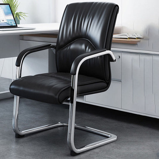 Modern Leather Management Conference Chair No Wheels Conference Chair Clearhalo 'furn' 'furn_office_chair' 'Furniture' 'Office Chairs' 'Office Furniture' 'office_chair' 5761057