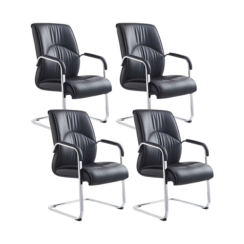 Modern Leather Management Conference Chair No Wheels Conference Chair 4 Piece Set Clearhalo 'furn' 'furn_office_chair' 'Furniture' 'Office Chairs' 'Office Furniture' 'office_chair' 5761058