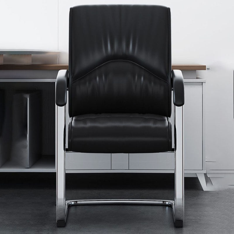 Modern Leather Management Conference Chair No Wheels Conference Chair Clearhalo 'furn' 'furn_office_chair' 'Furniture' 'Office Chairs' 'Office Furniture' 'office_chair' 5761059