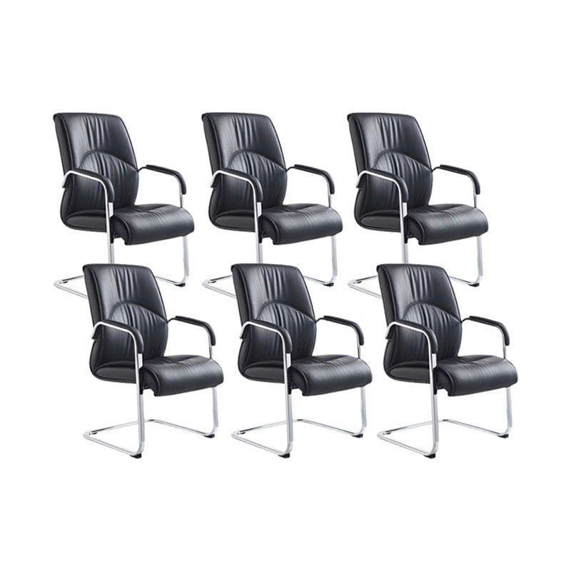 Modern Leather Management Conference Chair No Wheels Conference Chair 6 Piece Set Clearhalo 'furn' 'furn_office_chair' 'Furniture' 'Office Chairs' 'Office Furniture' 'office_chair' 5761060