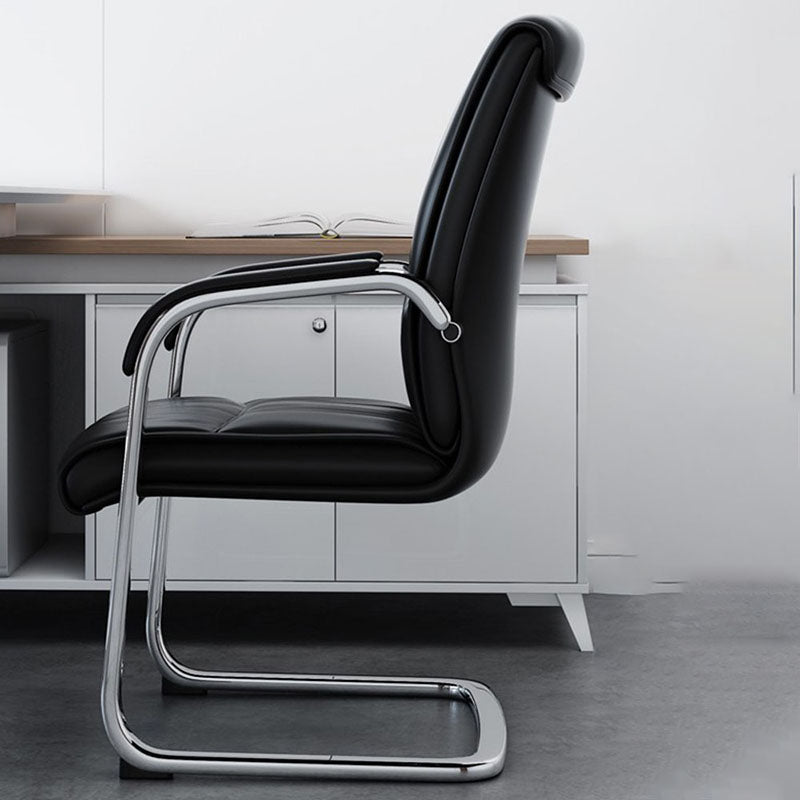 Modern Leather Management Conference Chair No Wheels Conference Chair Clearhalo 'furn' 'furn_office_chair' 'Furniture' 'Office Chairs' 'Office Furniture' 'office_chair' 5761061