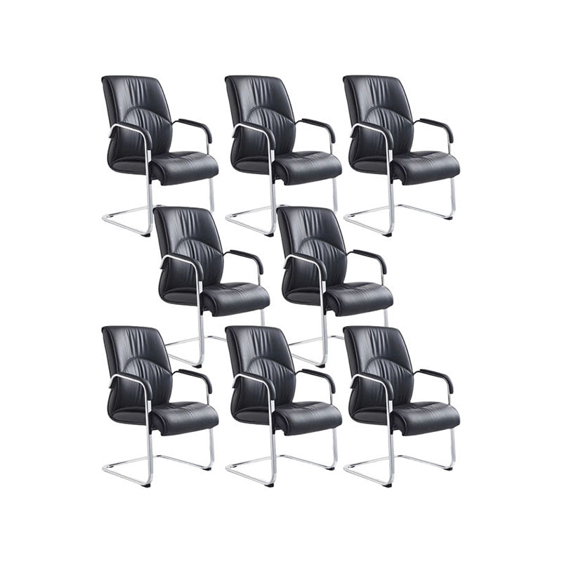 Modern Leather Management Conference Chair No Wheels Conference Chair 8 Piece Set Clearhalo 'furn' 'furn_office_chair' 'Furniture' 'Office Chairs' 'Office Furniture' 'office_chair' 5761062