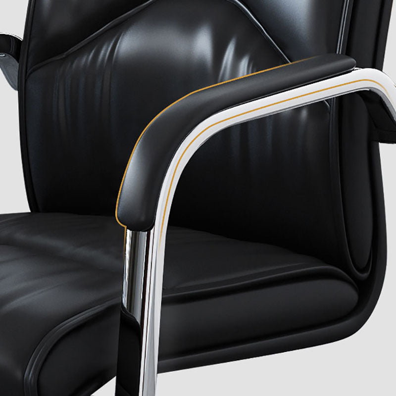 Modern Leather Management Conference Chair No Wheels Conference Chair Clearhalo 'furn' 'furn_office_chair' 'Furniture' 'Office Chairs' 'Office Furniture' 'office_chair' 5761067
