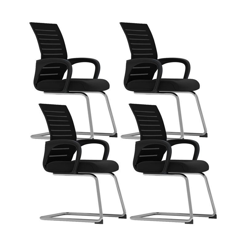 Black Mid Back Office Chair Black Cushion Arm Included Chair Black 4 Piece Set Casters Not Included Clearhalo 'furn' 'furn_office_chair' 'Furniture' 'Office Chairs' 'Office Furniture' 'office_chair' 5761097
